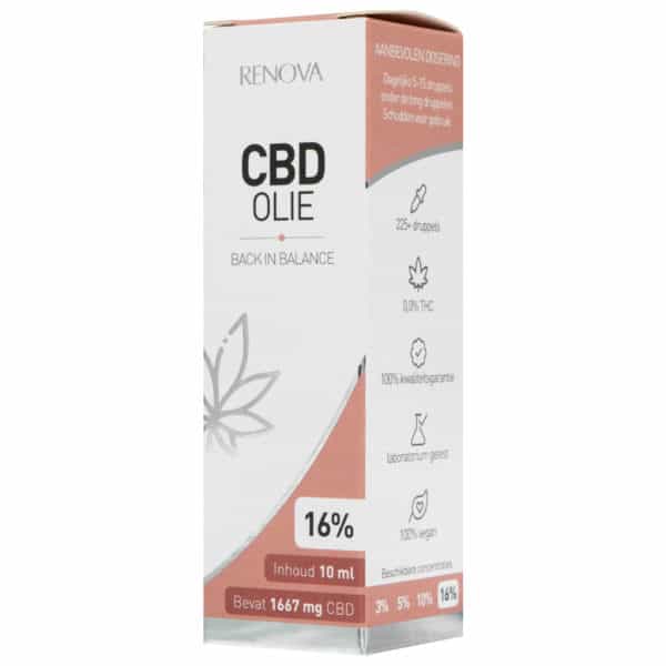 une boîte d'huile de cbd sur fond blanc.