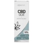 une bouteille d'huile de cbd sur fond blanc.