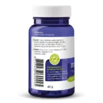 Une bouteille en plastique bleue de Vitakruid - B12 Combi 6000® avec Folate et P-5-P (60 comprimés à sucer) avec un bouchon blanc et des instructions en néerlandais sur l'étiquette.
