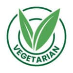 Le Vitakruid – Ashwagandha KSM-66® & Bioperine® (60 capsules végétaliennes) présente un symbole végétarien vert avec deux feuilles dans un cercle et « VÉGÉTARIEN » en majuscules en gras en dessous.