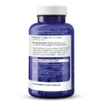 Une bouteille bleue de Vitakruid – Huile de Poisson Forte (90 capsules, 1000 mg chacune) étiquetée en néerlandais, présentée de l'arrière avec les informations sur les suppléments et les ingrédients des capsules d'huile de poisson.