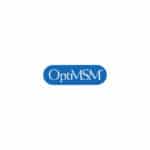 Logo OptiMSM en texte blanc sur fond ovale bleu.
